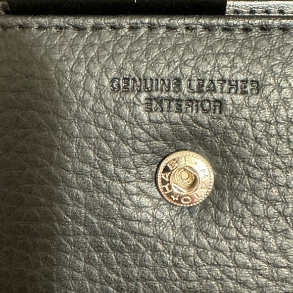 Buxton Genuine Leather Fold Over Wallet Black With Hasi Hato Japanese Snap - Picture 2 of 8